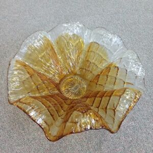 14×6" Murano amber art glass bowl centerpiece
